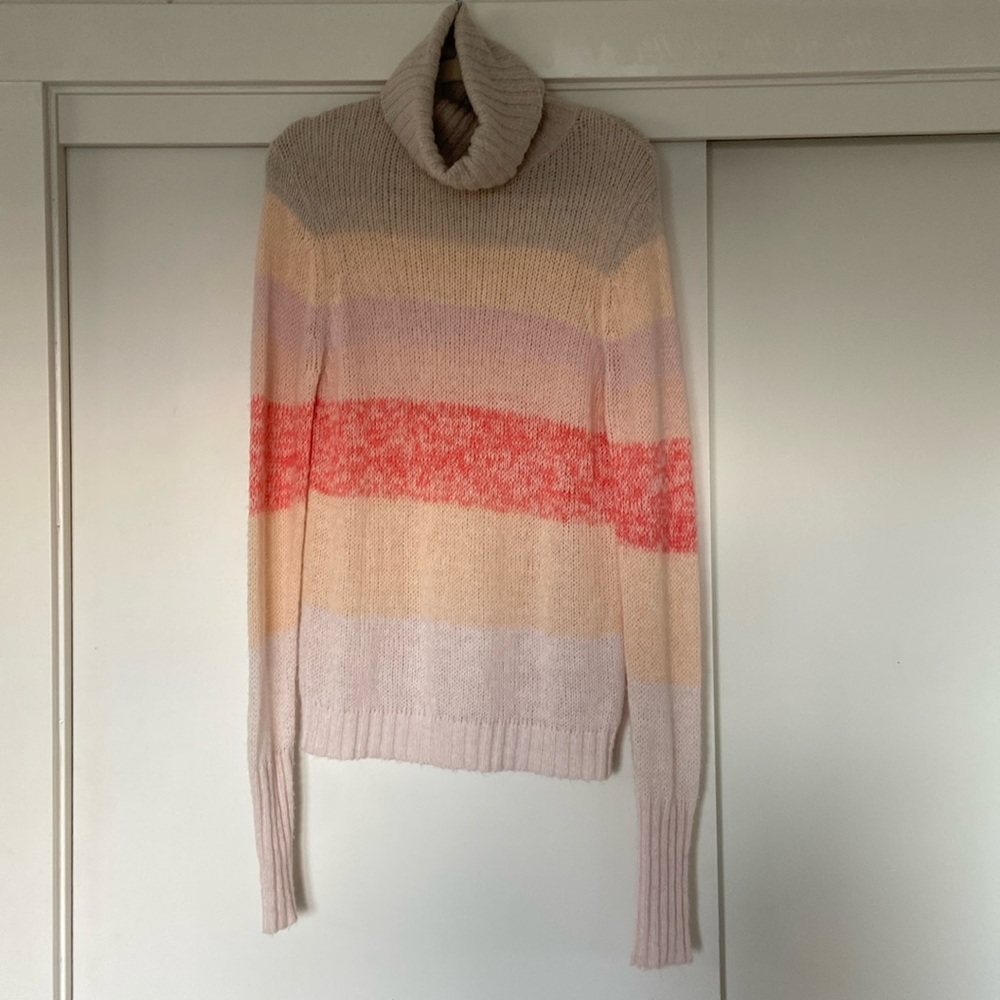 NWOT WILDFOX White Label Cowl Neck Striped Sweater, Pastel Colors, Size S